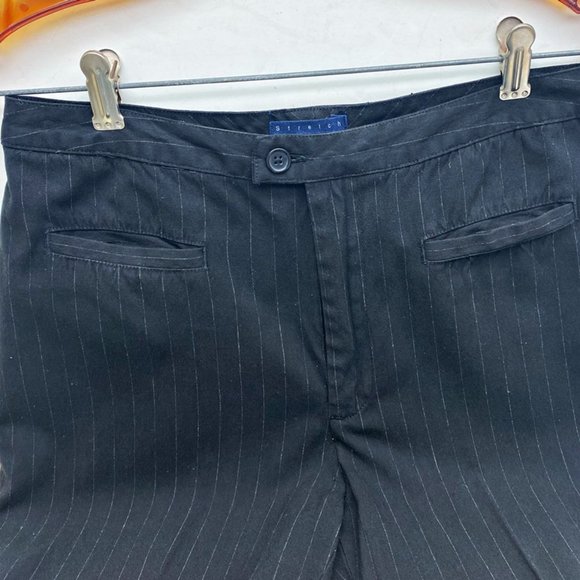 Gap Womens Dress Pants Black Pinstripe Stretch Mid Rise Straight Leg Zip Fly 10 - Picture 2 of 8